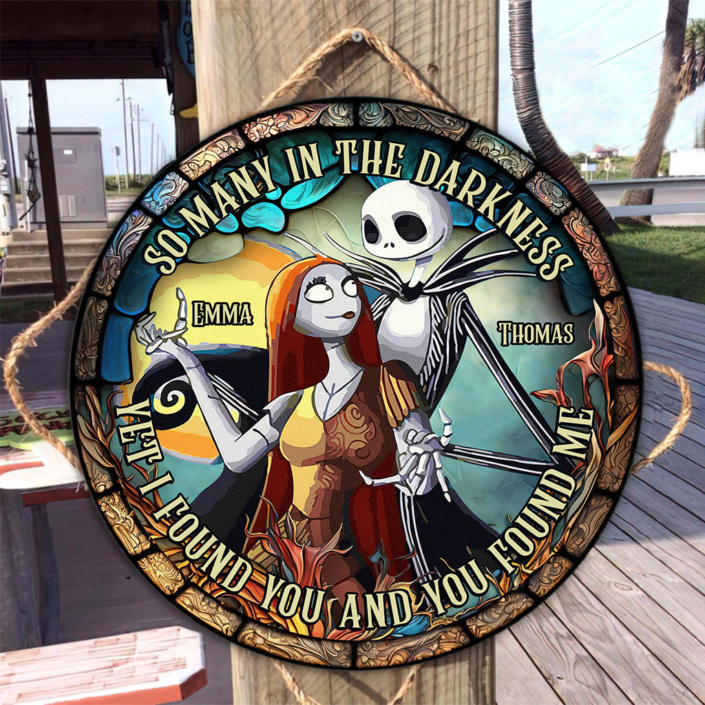 Personalized Round Wood Sign Couple Gift for Halloween & Anniversary