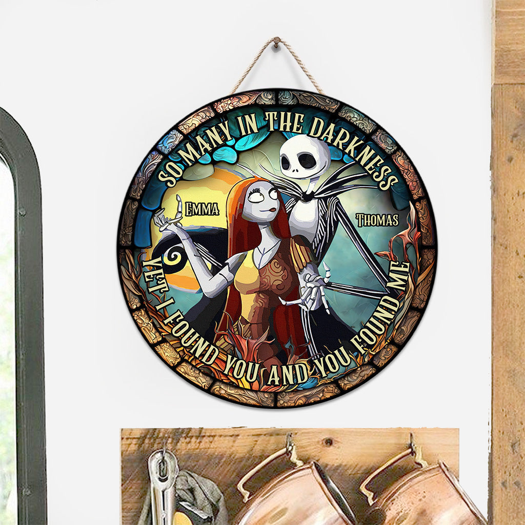 Personalized Round Wood Sign Couple Gift for Halloween & Anniversary