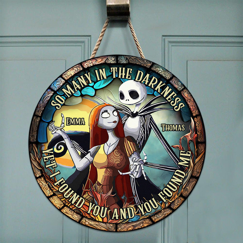 Personalized Round Wood Sign Couple Gift for Halloween & Anniversary