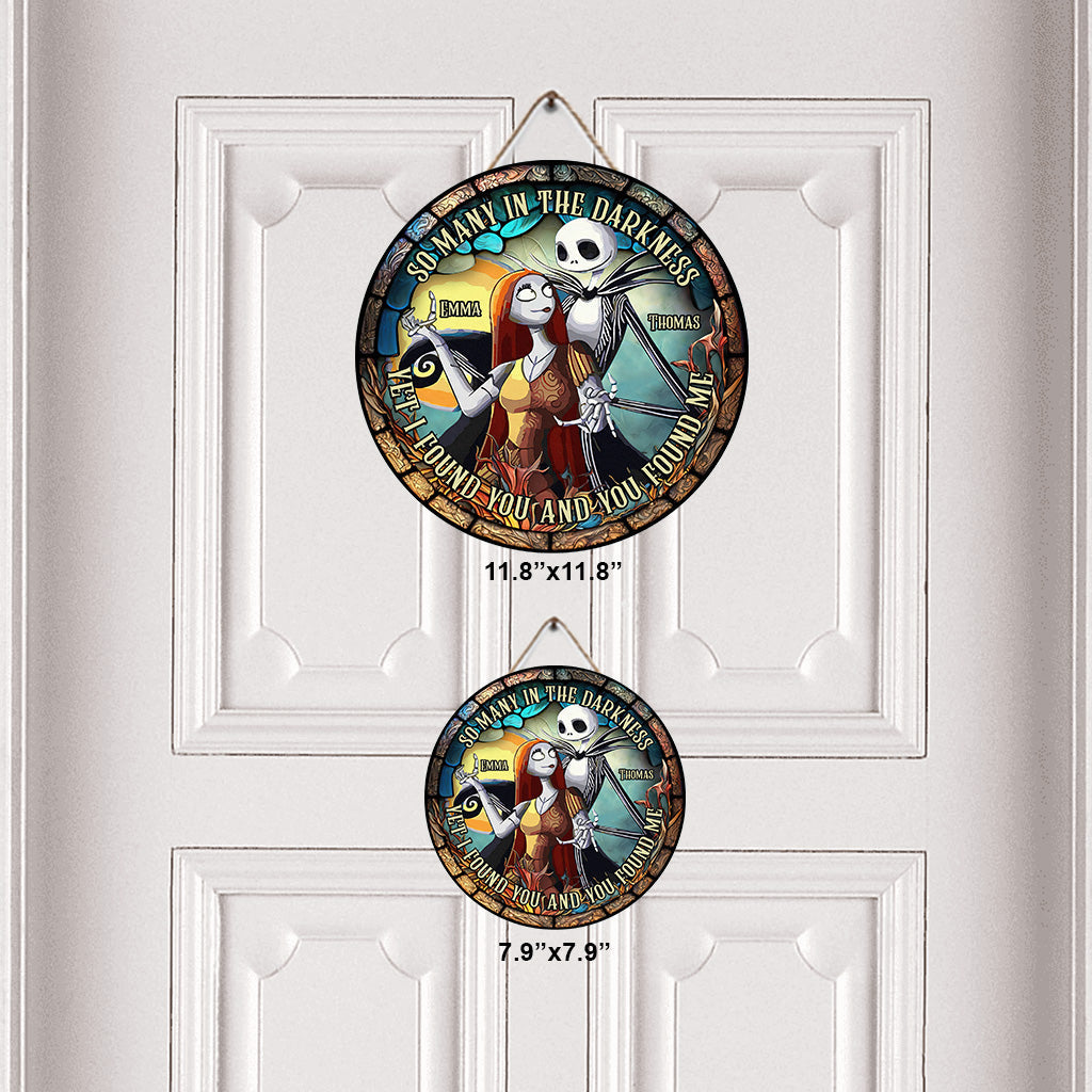 Personalized Round Wood Sign Couple Gift for Halloween & Anniversary