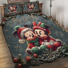 Load image into Gallery viewer, Personalized Mickey &amp; Minnie Quilt Set Custom Name Gift for Couples
