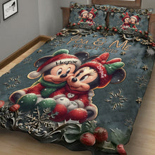 Load image into Gallery viewer, Personalized Mickey &amp; Minnie Quilt Set Custom Name Gift for Couples
