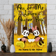 Load image into Gallery viewer, Personalized Mouse Canvas Print with Names - Unique Couple Gift
