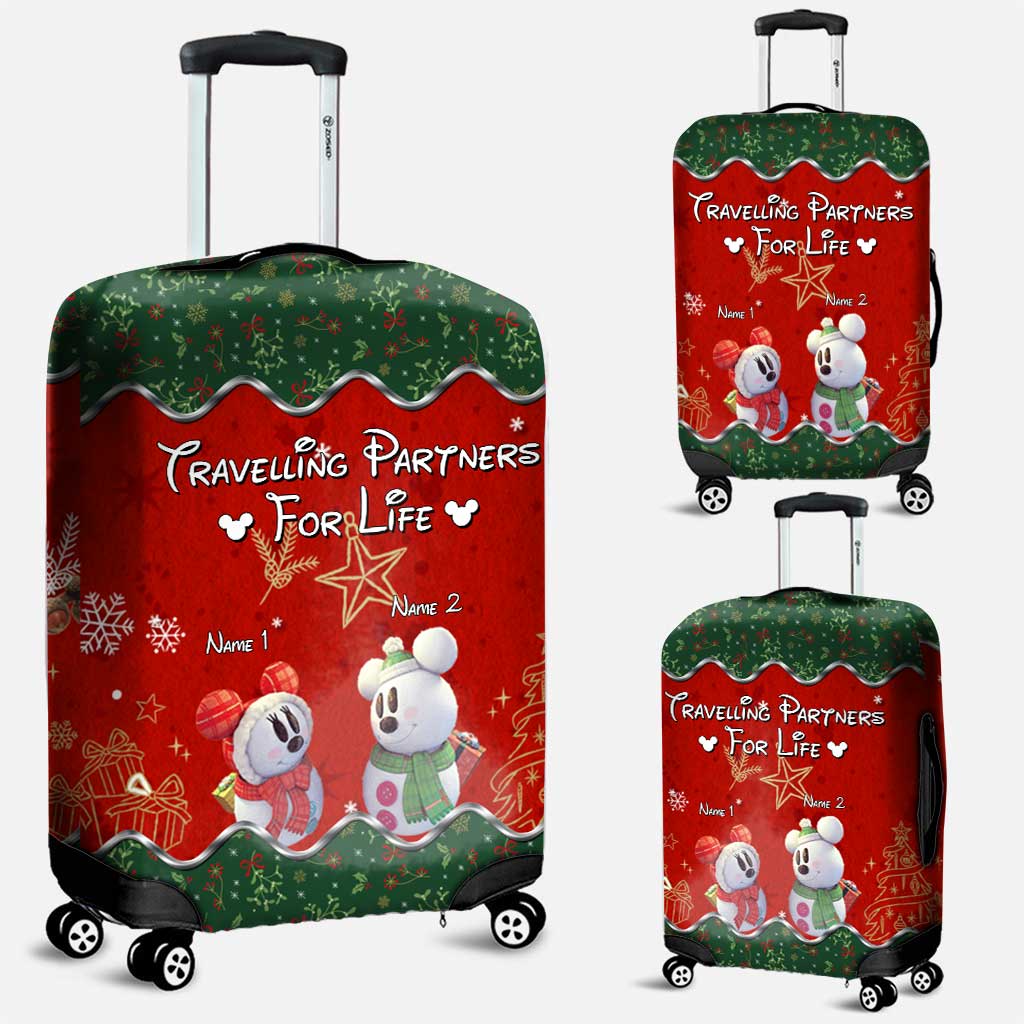 Personalized Christmas Mouse Luggage Cover Custom Names Travel Gift