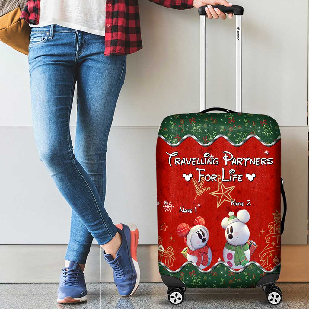 Personalized Christmas Mouse Luggage Cover Custom Names Travel Gift
