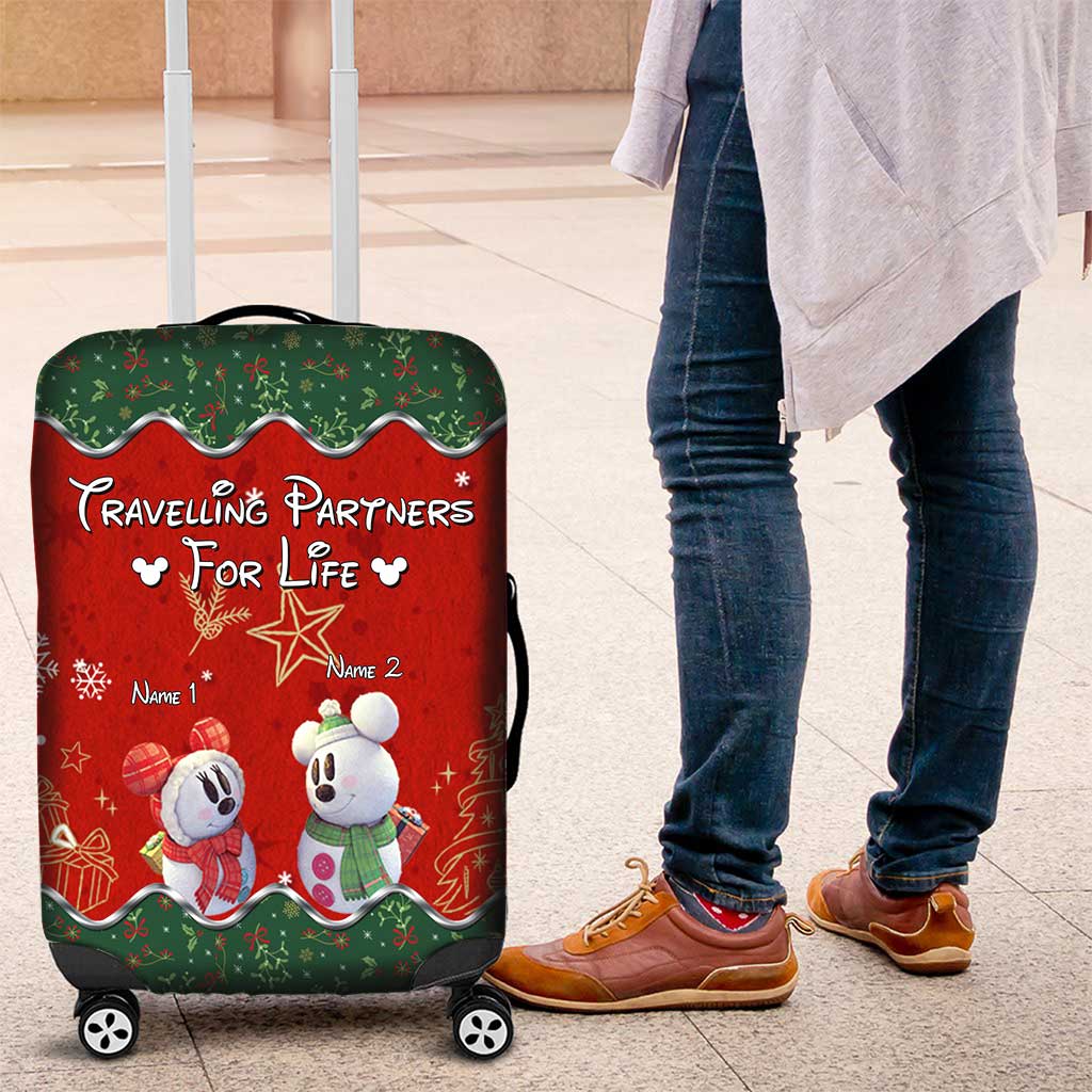 Personalized Christmas Mouse Luggage Cover Custom Names Travel Gift