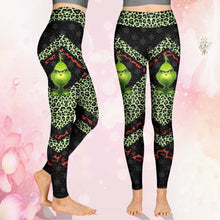 Load image into Gallery viewer, Personalized Grinch Couple Hoodie and Leggings Set for Christmas
