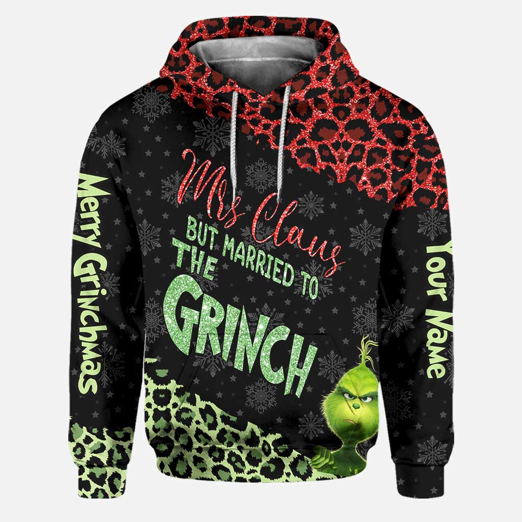 Personalized Grinch Couple Hoodie and Leggings Set for Christmas