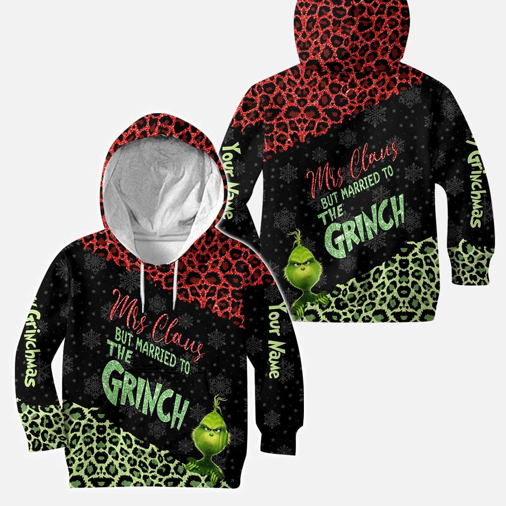 Personalized Grinch Couple Hoodie and Leggings Set for Christmas
