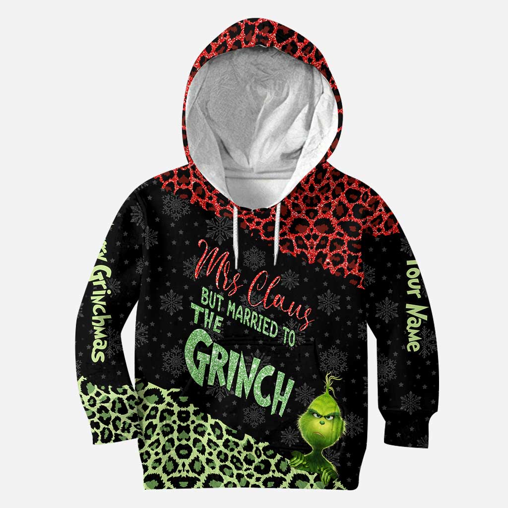 Personalized Grinch Couple Hoodie and Leggings Set for Christmas