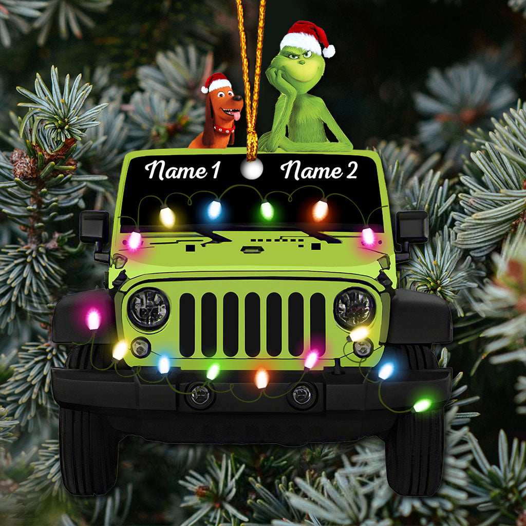 Personalized Christmas Car Ornament Custom Names Double-Sided Gift