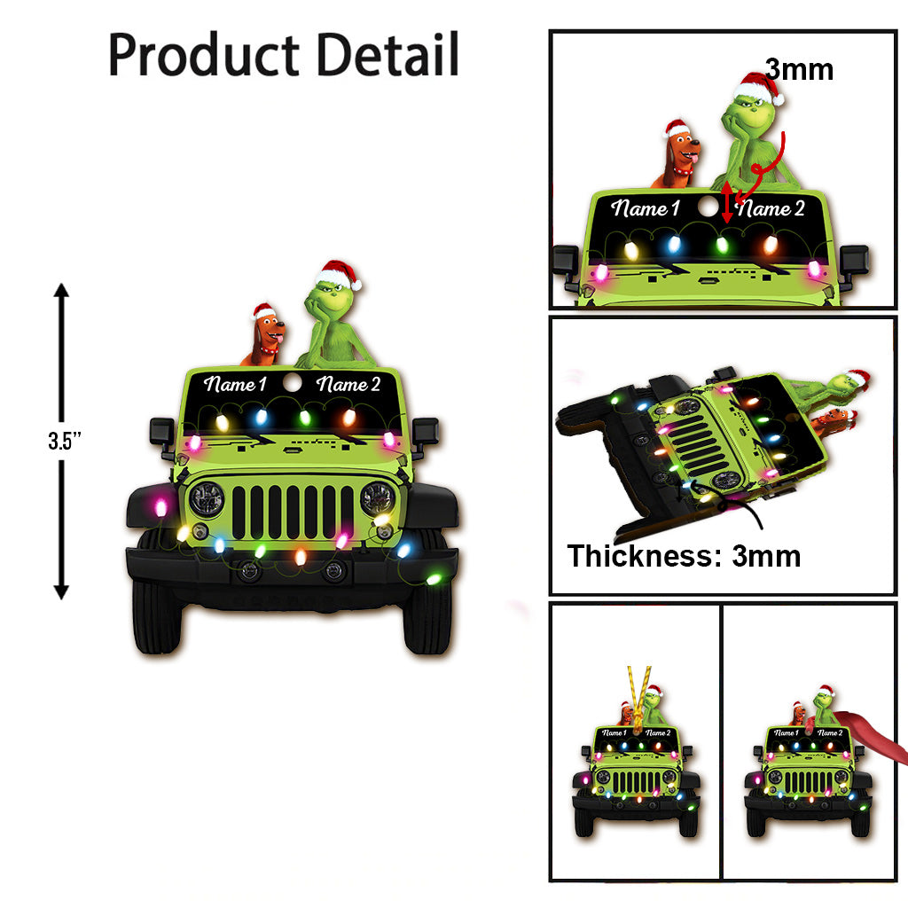 Personalized Christmas Car Ornament Custom Names Double-Sided Gift
