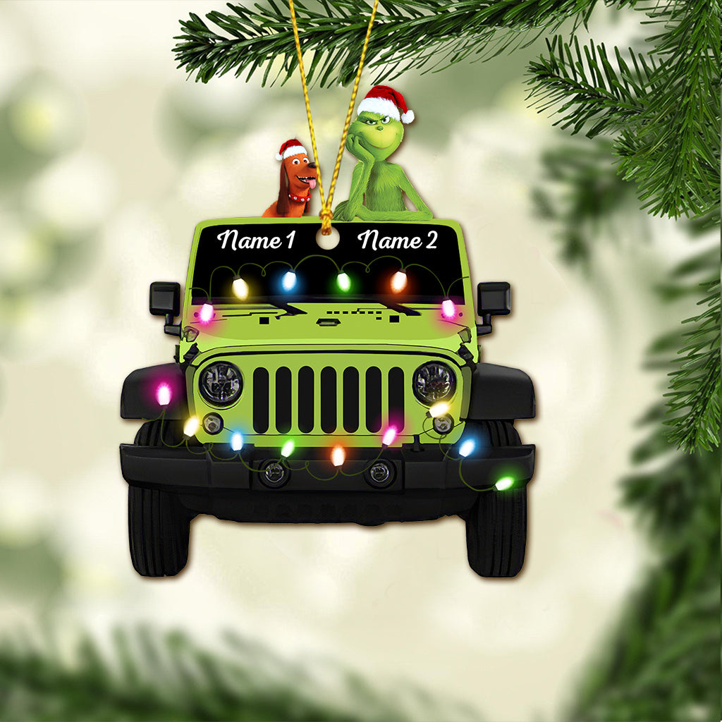Personalized Christmas Car Ornament Custom Names Double-Sided Gift