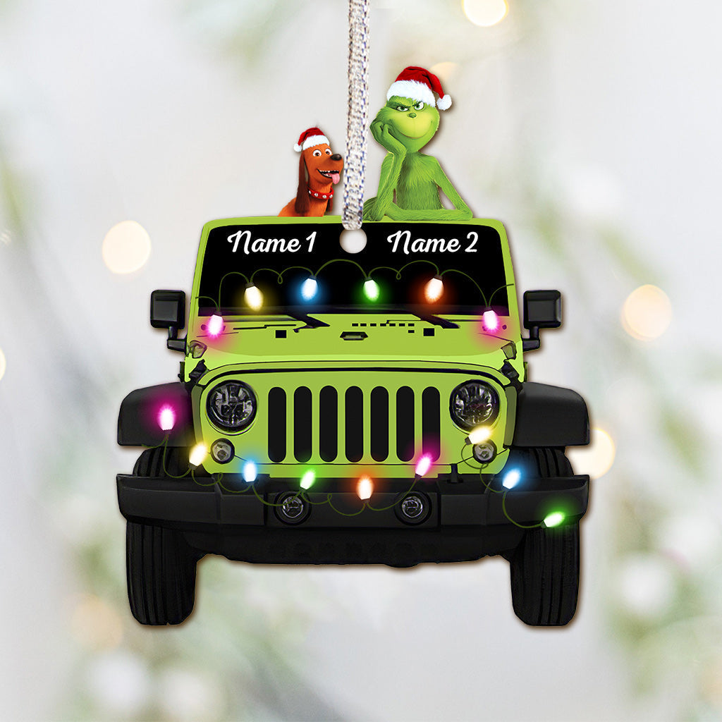 Personalized Christmas Car Ornament Custom Names Double-Sided Gift
