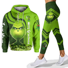 Load image into Gallery viewer, Personalized Christmas Hoodie and Leggings Grinch Design Gift
