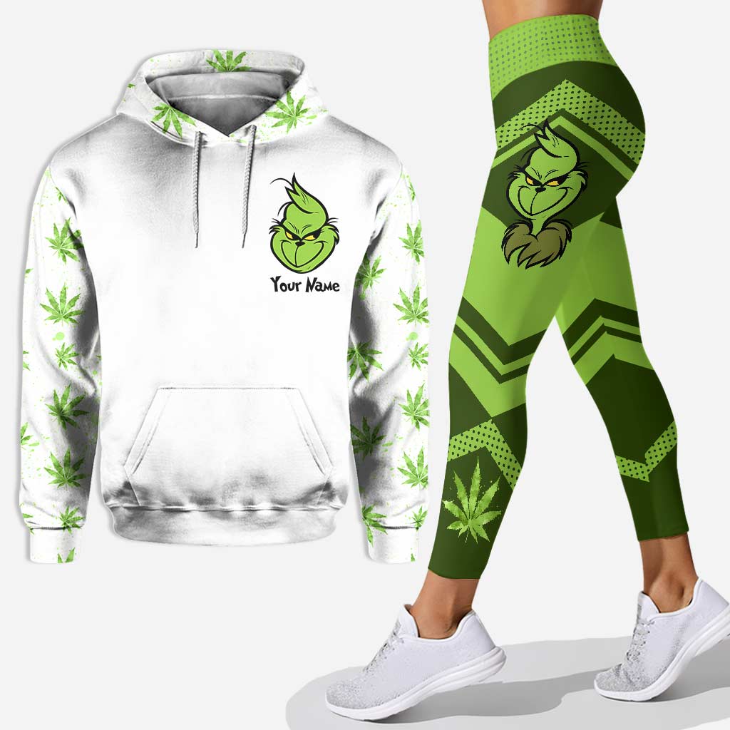 Personalized Christmas Weed Hoodie & Leggings Set for Adults