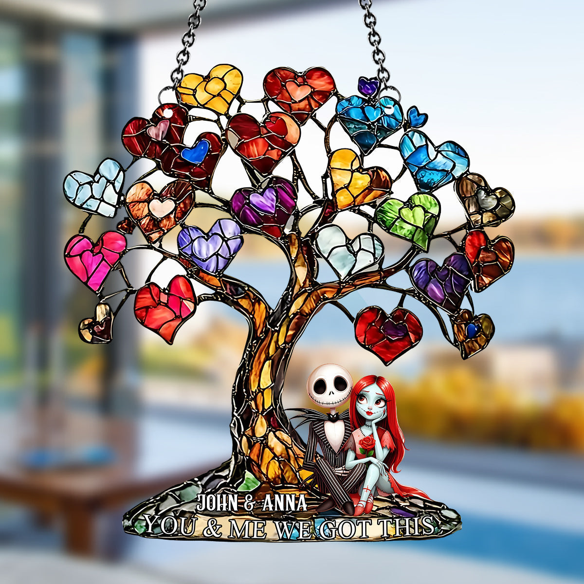 Personalized Nightmare Window Hanging Suncatcher Ornament Gift for Couples