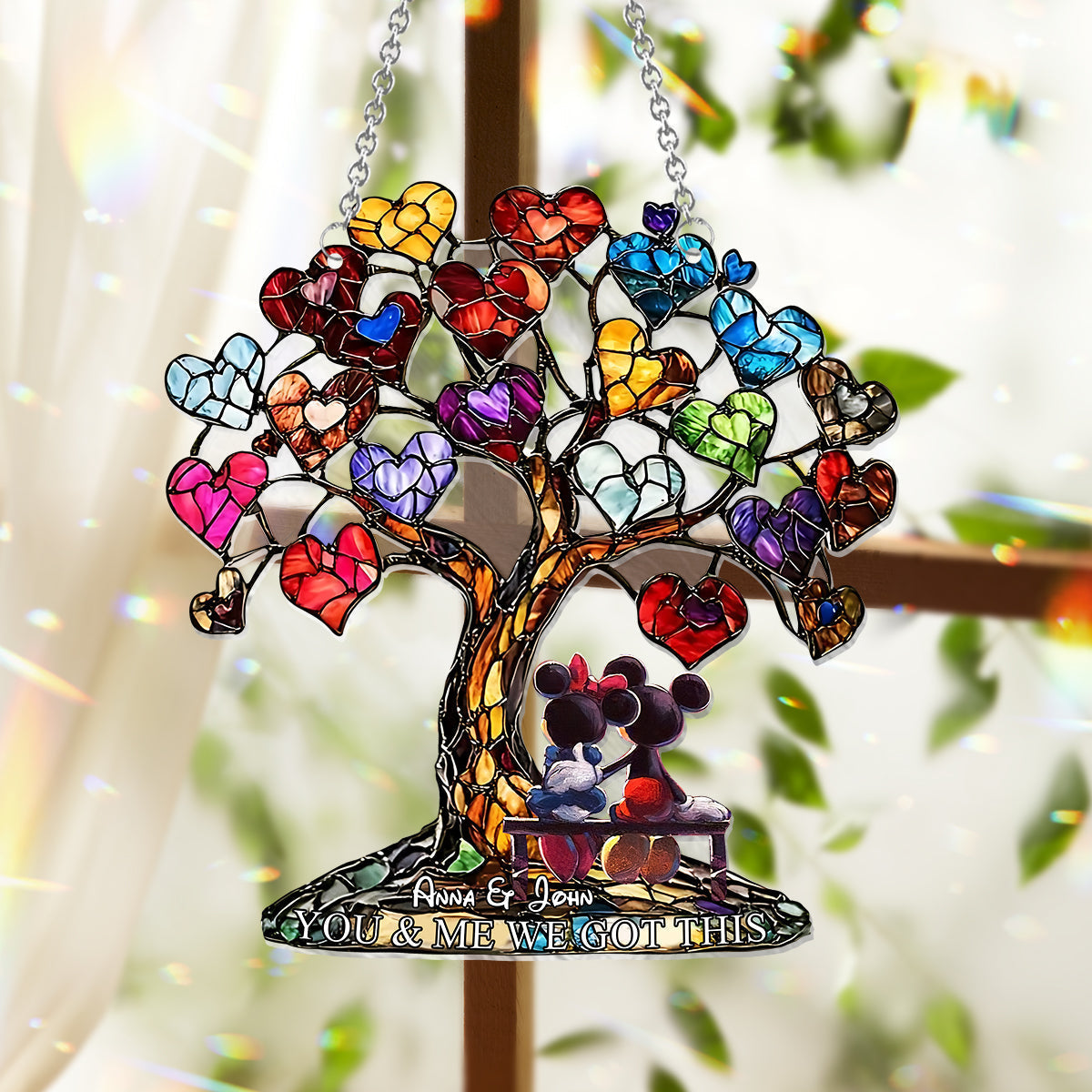 Personalized Window Hanging Suncatcher Ornament Unique Gift for Couples