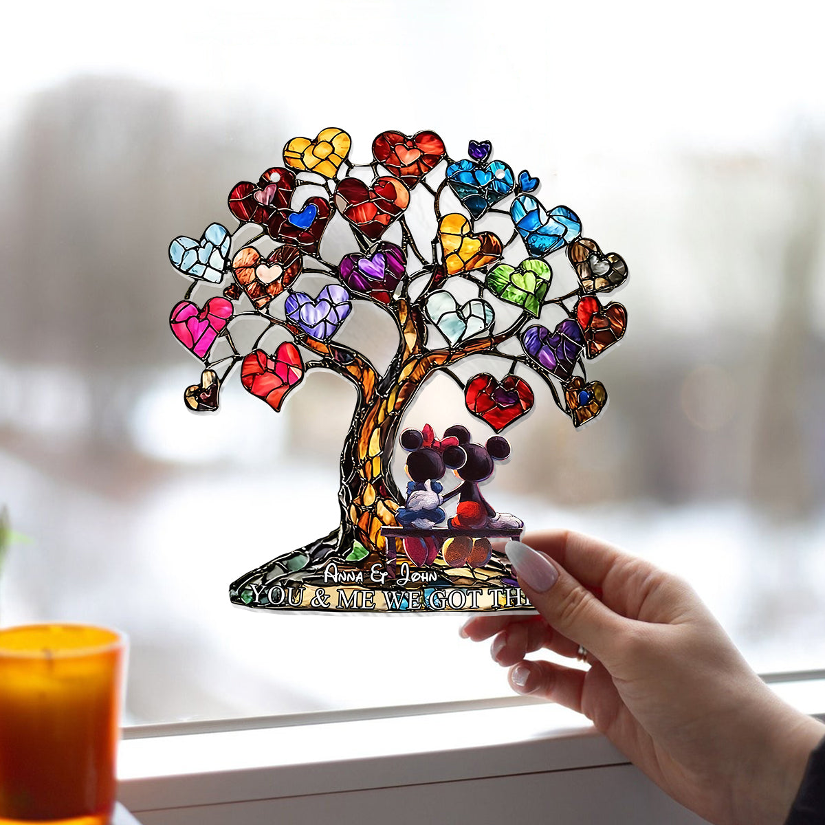 Personalized Window Hanging Suncatcher Ornament Unique Gift for Couples