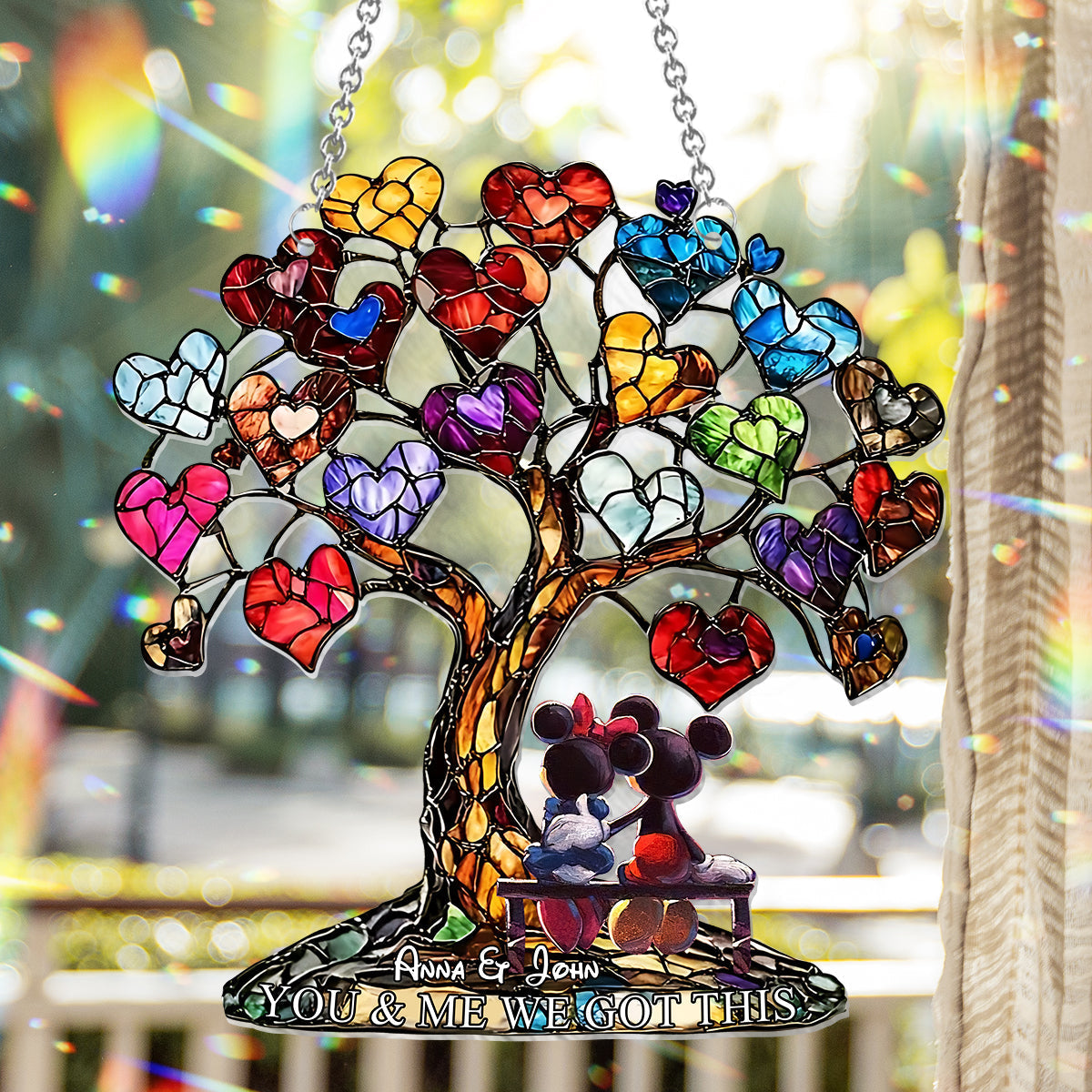 Personalized Window Hanging Suncatcher Ornament Unique Gift for Couples