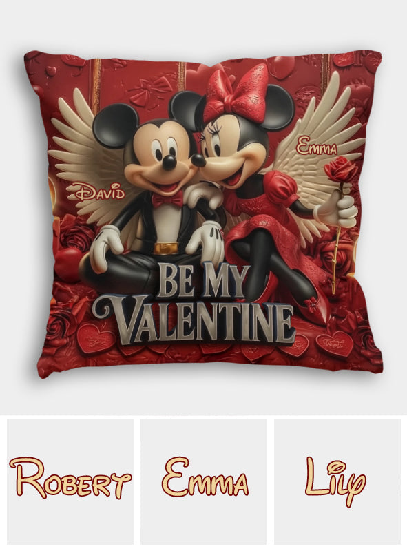 Personalized Valentine's Mouse Throw Pillow with Names