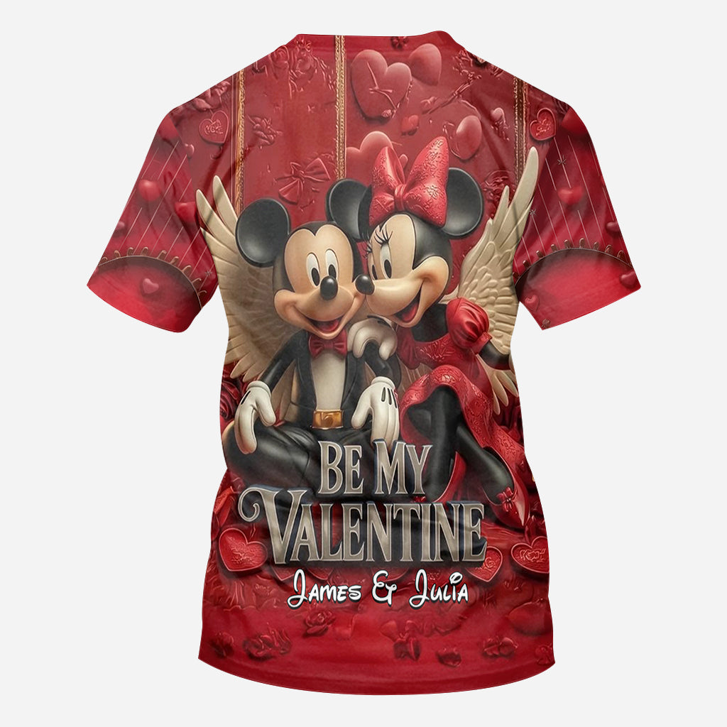 Personalized Valentine Mickey & Minnie All Over Shirt for Couples
