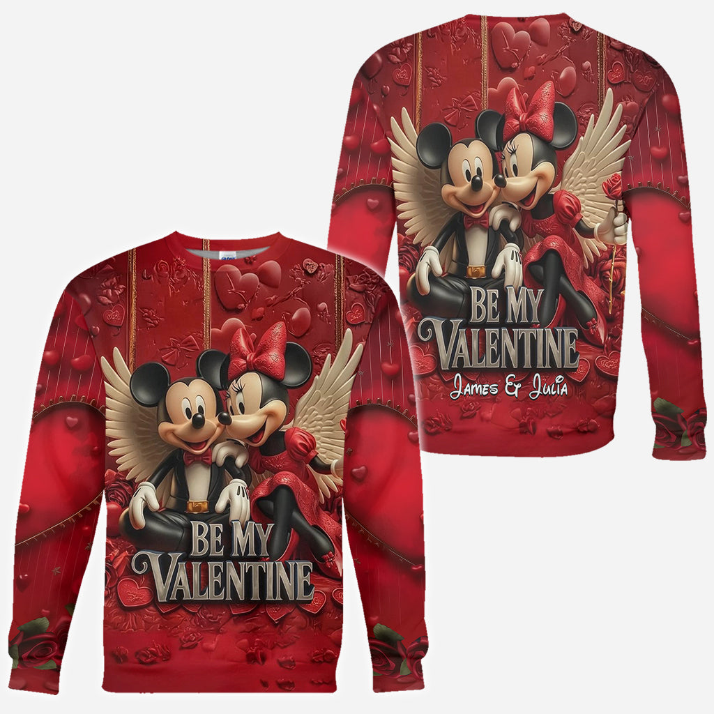 Personalized Valentine Mickey & Minnie All Over Shirt for Couples
