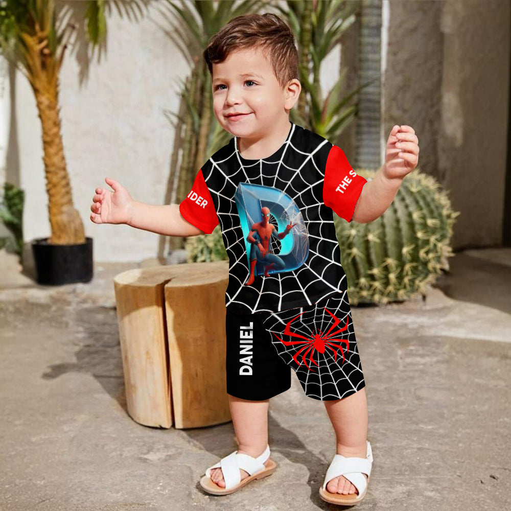 Personalized Spider Alphabet Kids T-Shirt & Shorts Set