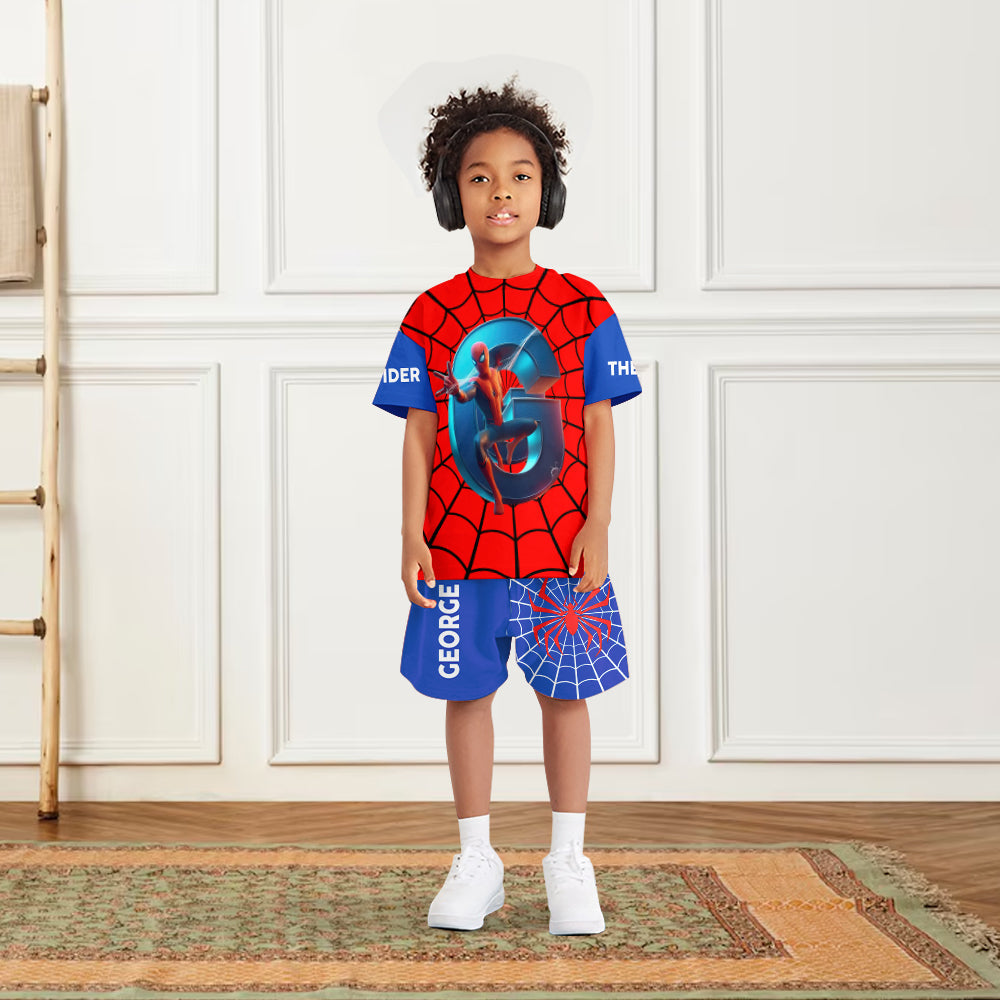 Personalized Spider Alphabet Kids T-Shirt & Shorts Set