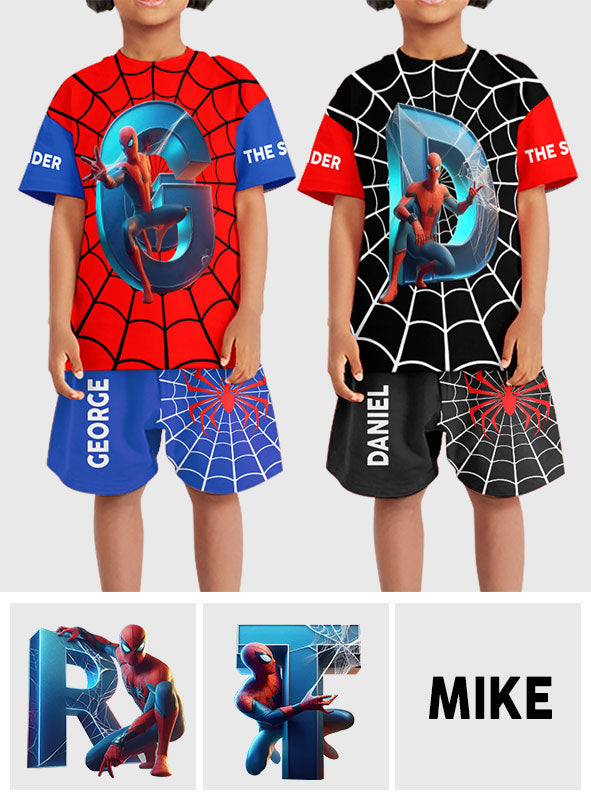 Personalized Spider Alphabet Kids T-Shirt & Shorts Set