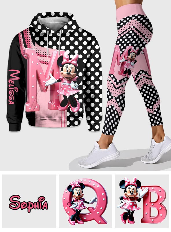 Personalized Pink Mouse Hoodie & Leggings Set for Girls