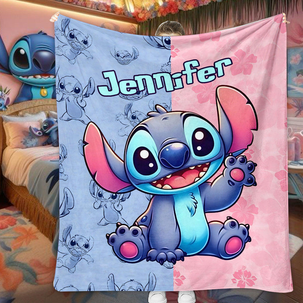 Personalized Ohana Blanket with Stitch Design for Kids | GradoCreations