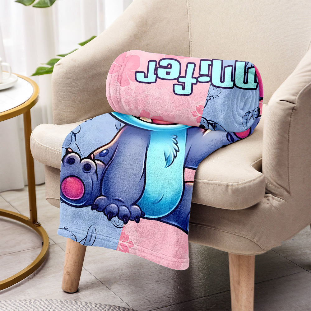 Personalized Ohana Blanket with Stitch Design for Kids | GradoCreations
