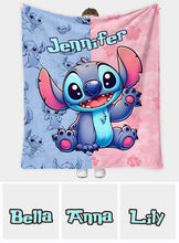 Load image into Gallery viewer, Personalized Ohana Blanket with Stitch Design for Kids | GradoCreations
