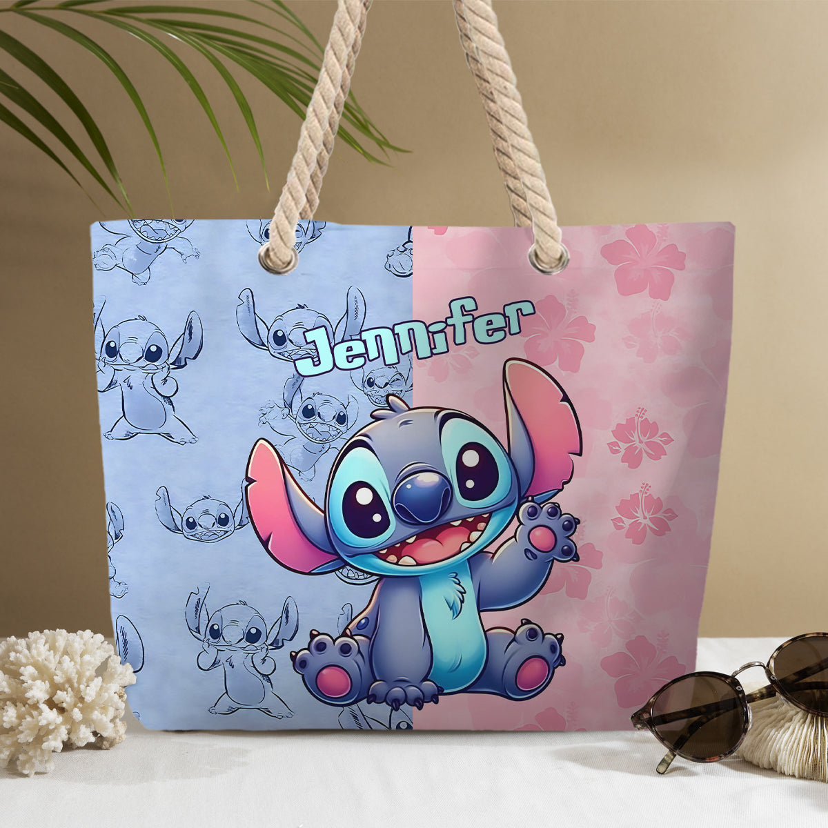 Personalized Ohana Beach Bag Custom Name Canvas Tote