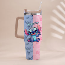 Load image into Gallery viewer, Personalized Pink and Blue Ohana Tumbler with Handle Custom Name Gift for Friends
