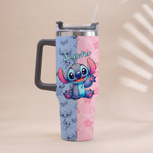 Load image into Gallery viewer, Personalized Pink and Blue Ohana Tumbler with Handle Custom Name Gift for Friends
