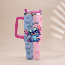 Load image into Gallery viewer, Personalized Pink and Blue Ohana Tumbler with Handle Custom Name Gift for Friends
