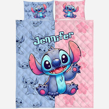 Load image into Gallery viewer, Personalized Stitch Quilt Set with Custom Name for Kids - Pink and Blue
