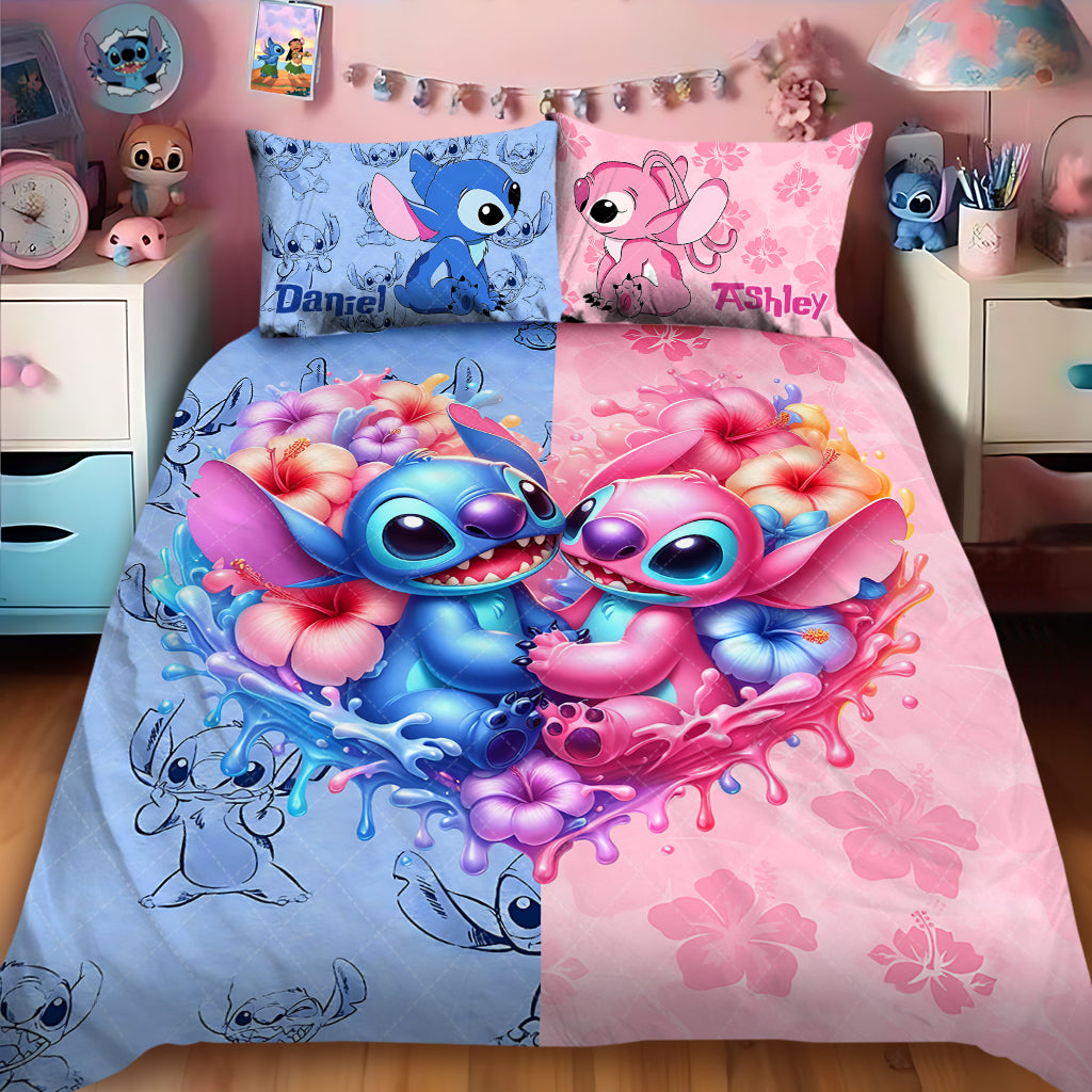 Personalized Ohana Quilt Set for Couples | Custom Heart Design