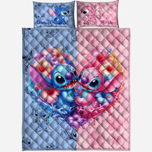 Load image into Gallery viewer, Personalized Ohana Quilt Set for Couples | Custom Heart Design
