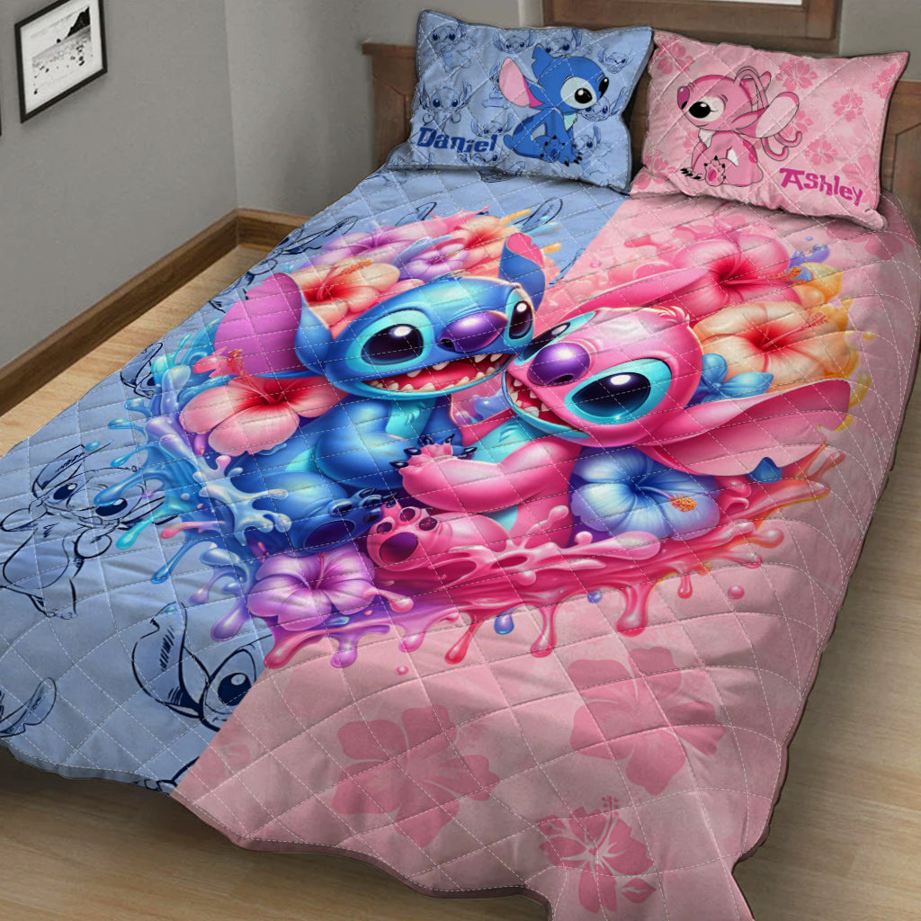 Personalized Ohana Quilt Set for Couples | Custom Heart Design