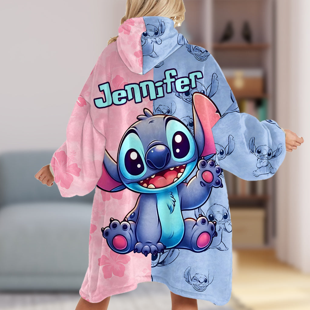 Personalized Ohana Blanket Hoodie Custom Name Gift for Kids