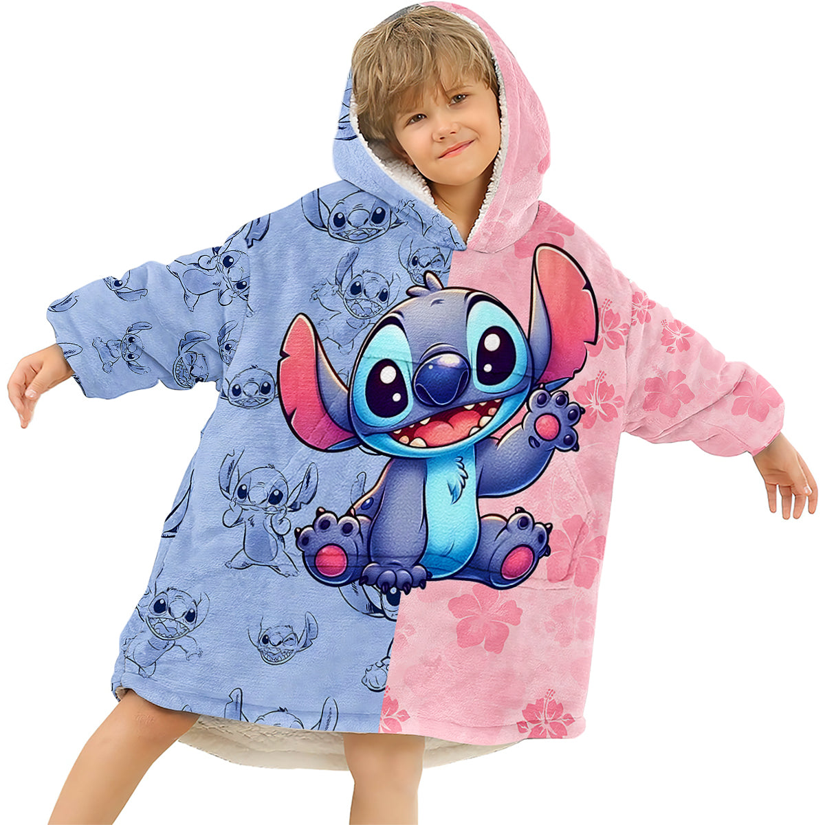 Personalized Ohana Blanket Hoodie Custom Name Gift for Kids