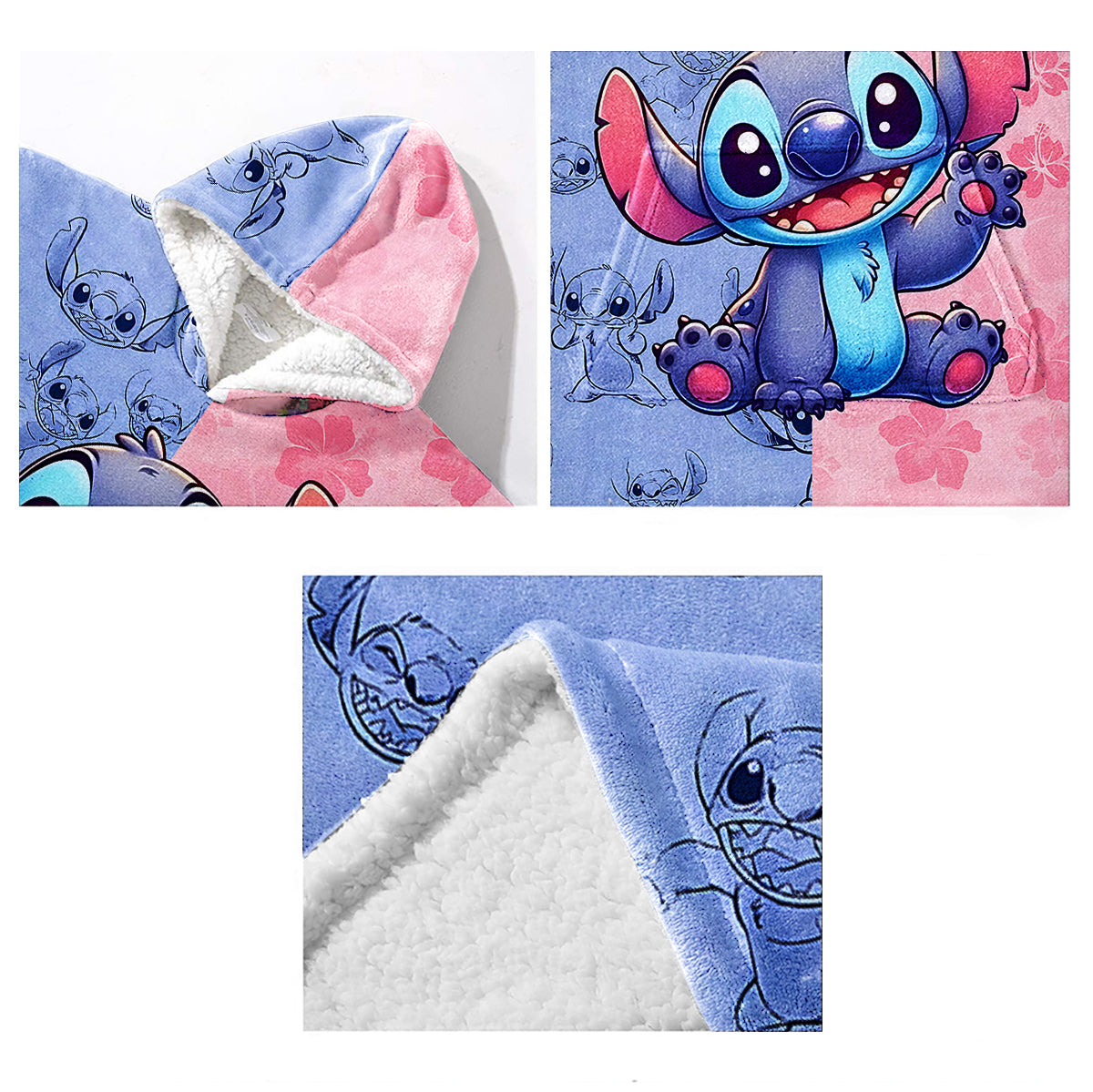 Personalized Ohana Blanket Hoodie Custom Name Gift for Kids