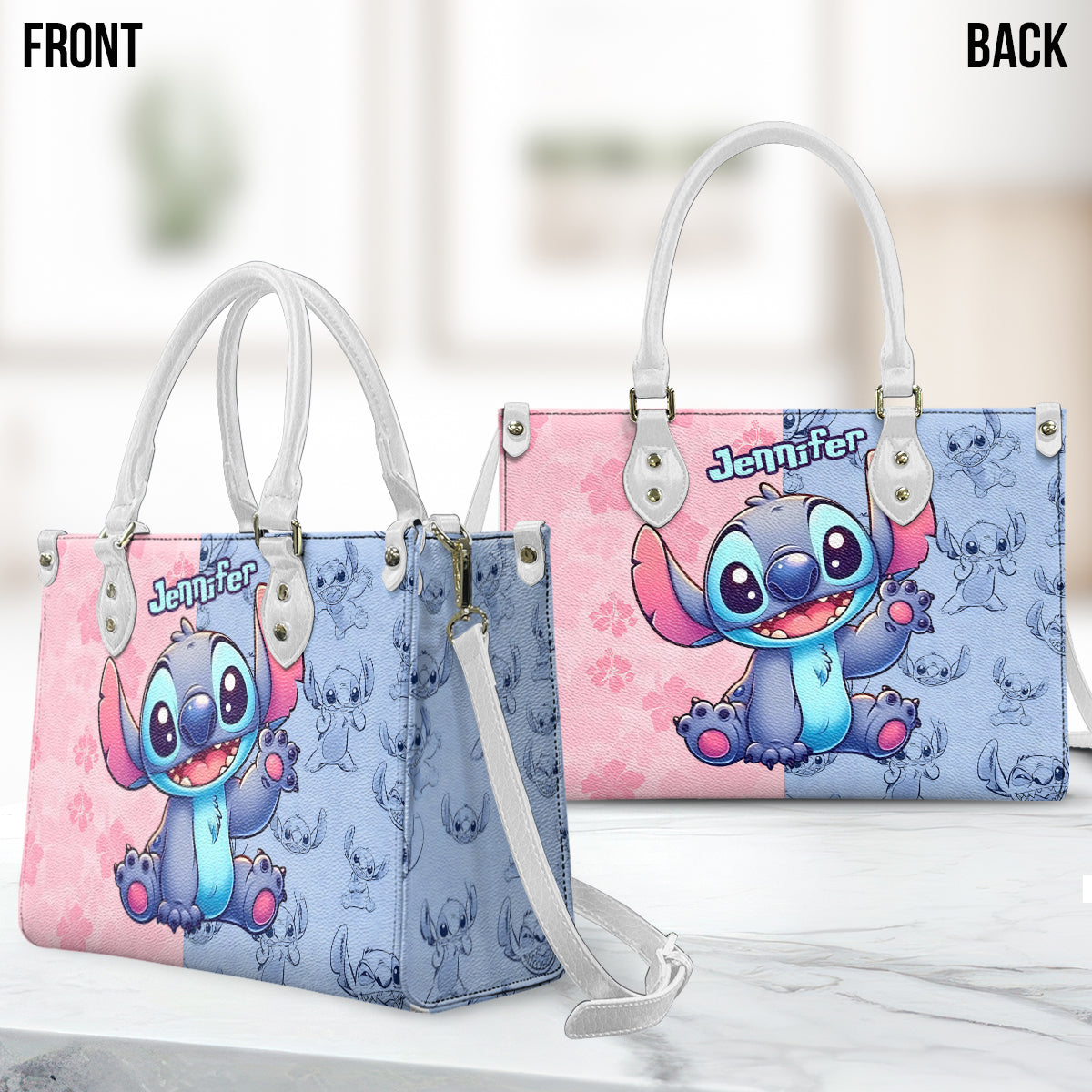 Personalized Ohana Leather Handbag with Name Gift for Her