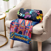 Load image into Gallery viewer, Personalized Blanket with Castles and Mouse Icons for Grandma
