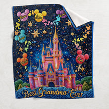 Load image into Gallery viewer, Personalized Blanket with Castles and Mouse Icons for Grandma
