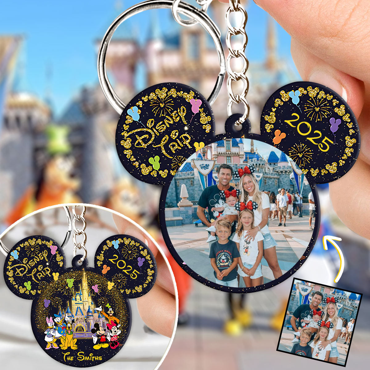 Personalized Photo Keychain Disney Trip Gift for Family
