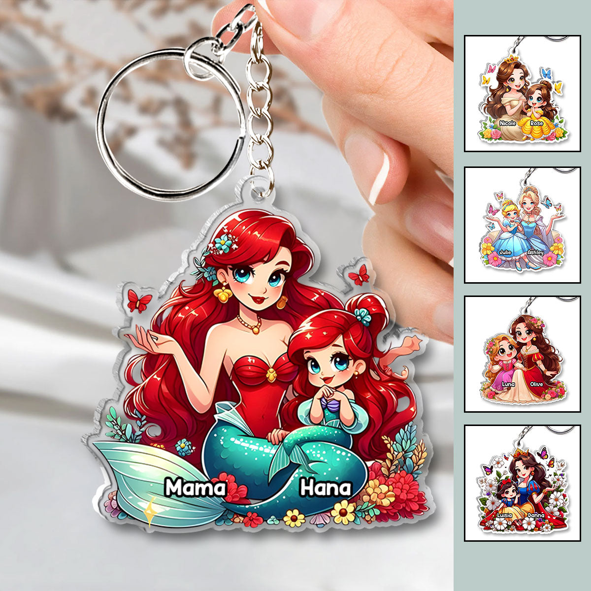 Personalized Mom & Daughter Keychain Custom Name Gift for Mother's Day